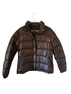 Lands End Womens Down Puffer Jacket Size Medium Brown